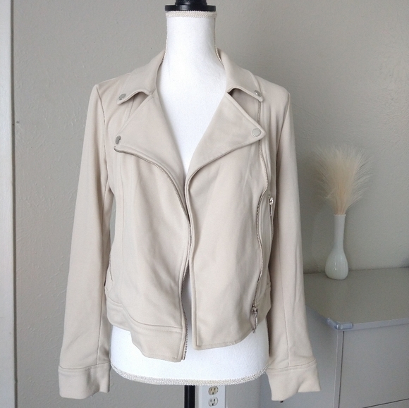 Tahari Knit Cream Moto Jacket - Picture 6 of 12
